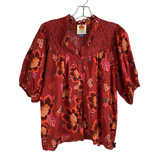 Top Short Sleeve Designer By Farm Rio In Red, Size: Xl