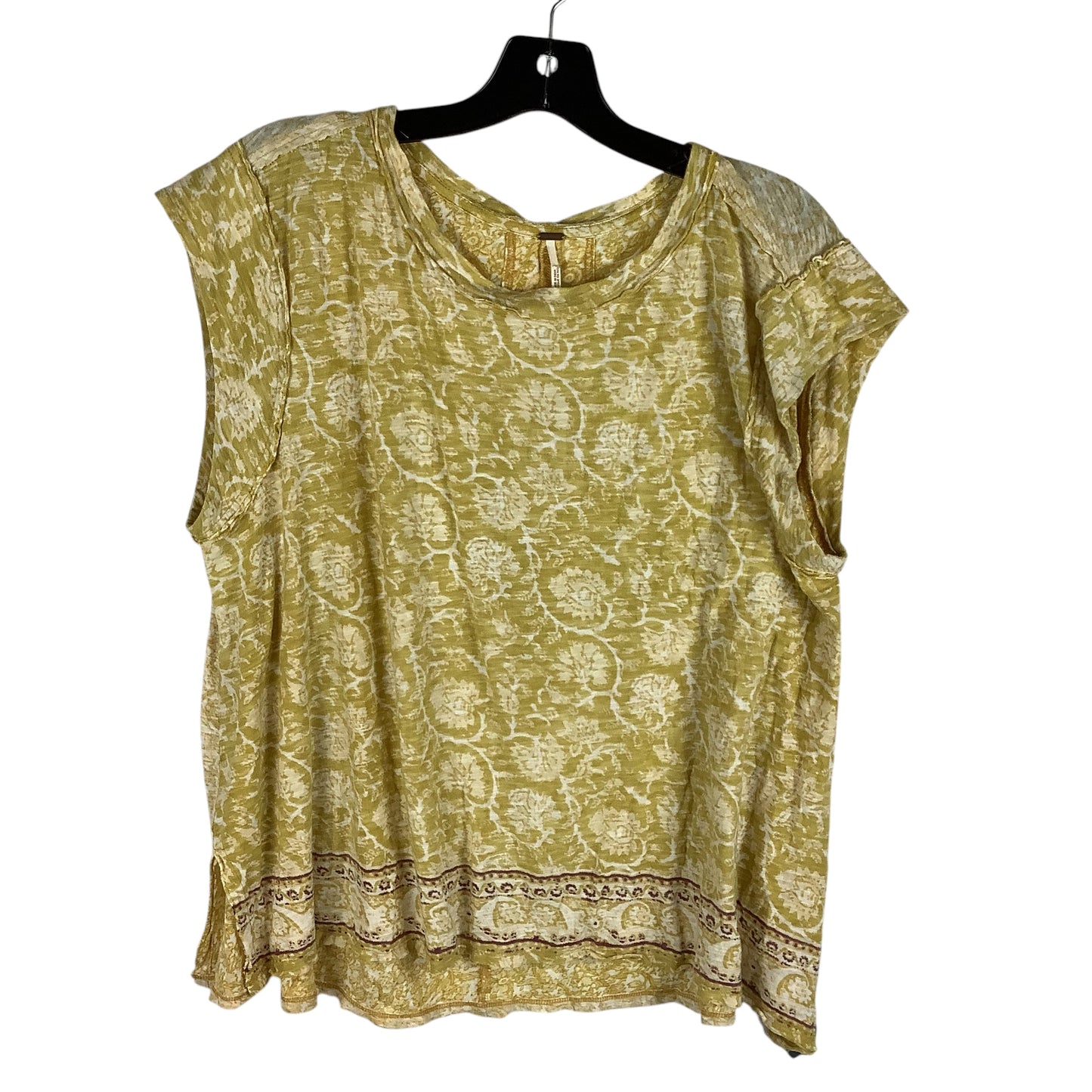 Top Short Sleeve By Free People In Yellow, Size: S