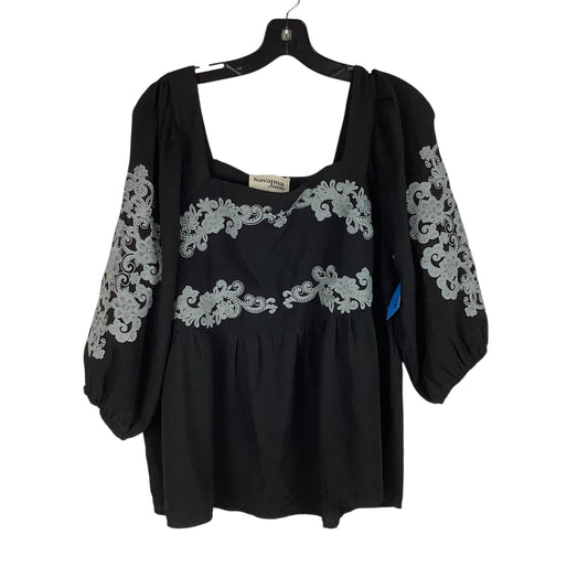 Top Long Sleeve By Savanna Jane In Black, Size: L