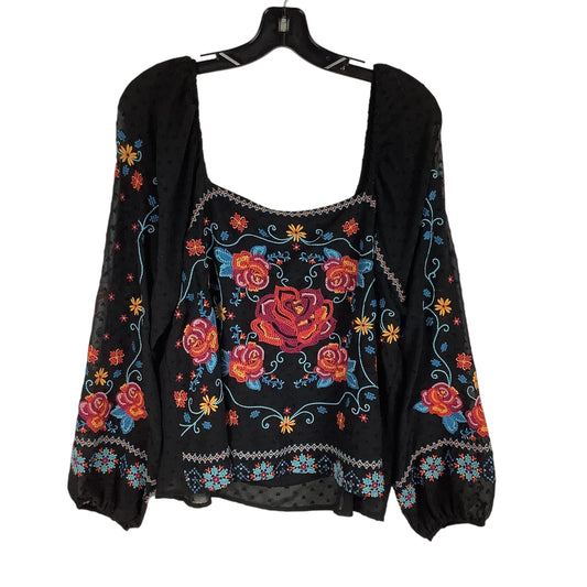 Top Long Sleeve By Savanna Jane In Black, Size: L