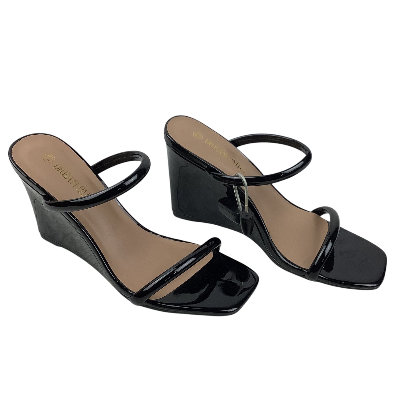 Sandals Heels Wedge By Clothes Mentor In Black, Size: 7.5