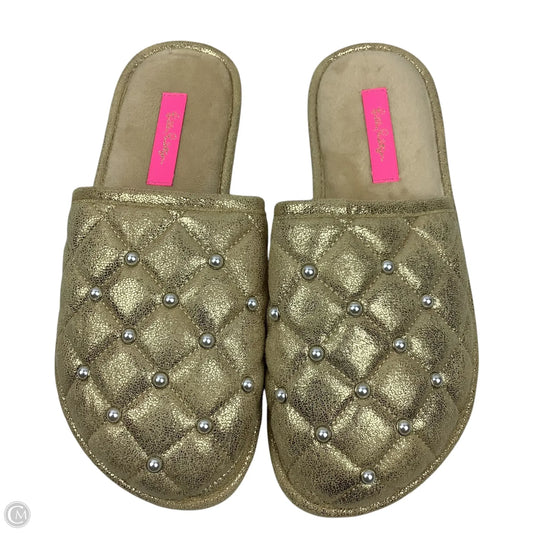 Slippers Designer By Lilly Pulitzer In Gold- Size 5/6