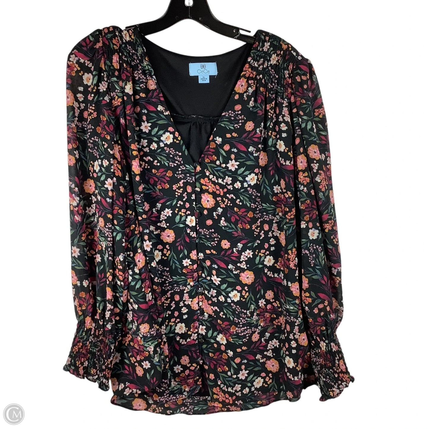 Top Long Sleeve By Cece In Floral Print, Size: Xl