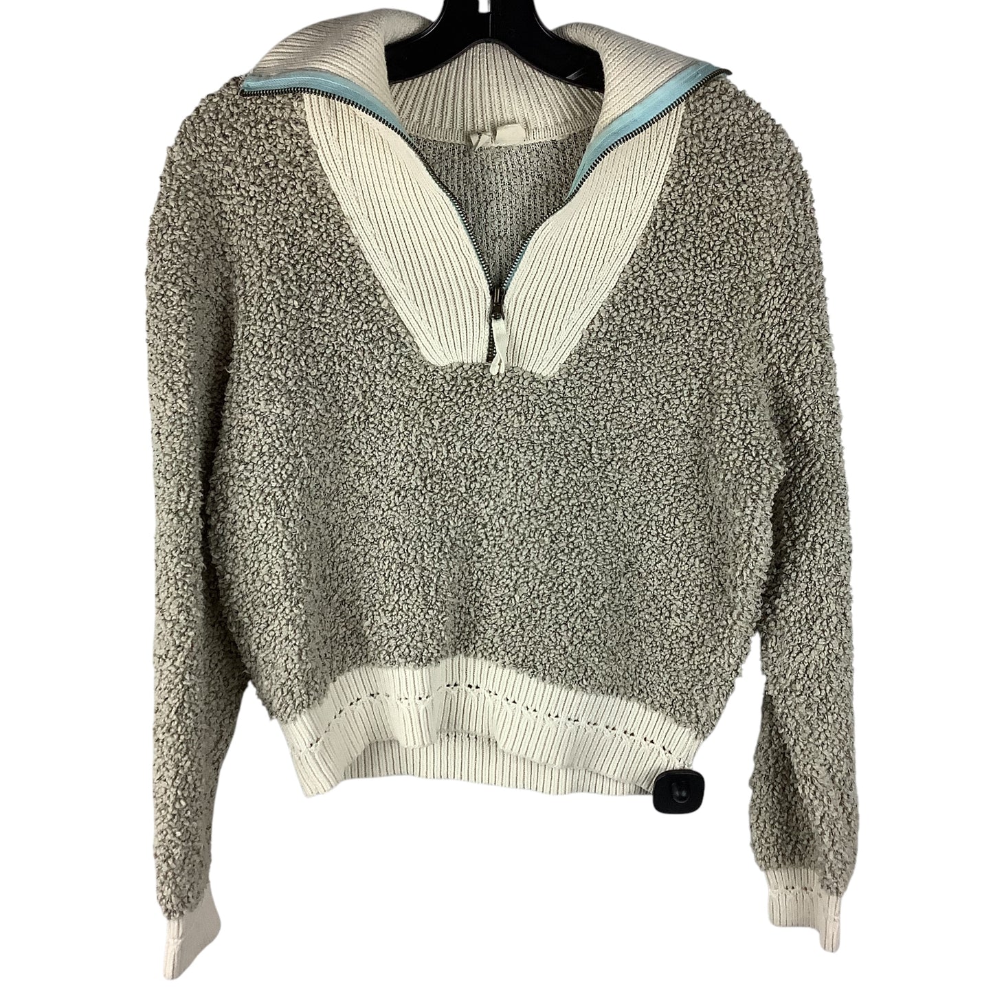 Sweatshirt Collar By Moth In Cream & Grey, Size: S