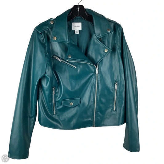 Jacket Leather By Nine West In Teal, Size: M