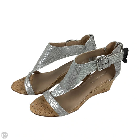 Sandals Heels Wedge By Donald Pliner In Silver, Size: 10