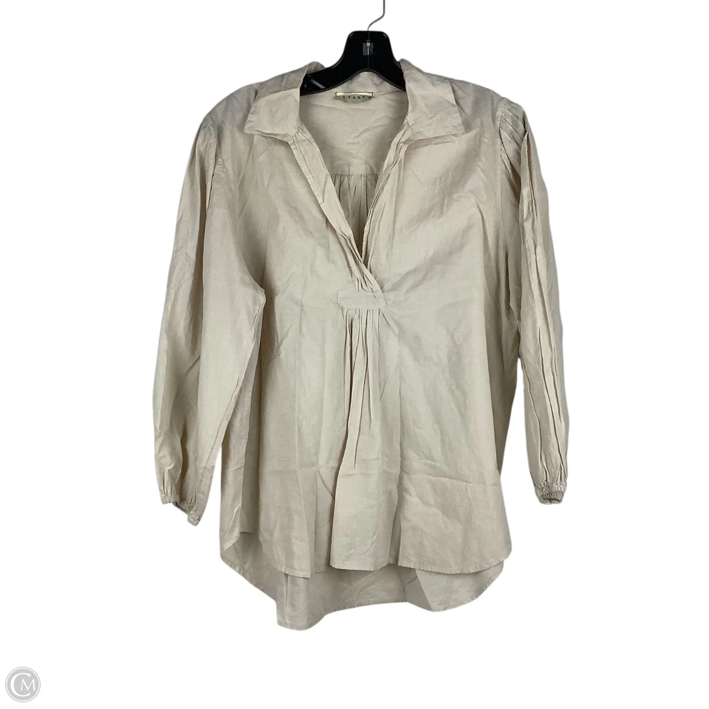 Top Long Sleeve By Cmc In Tan, Size: L
