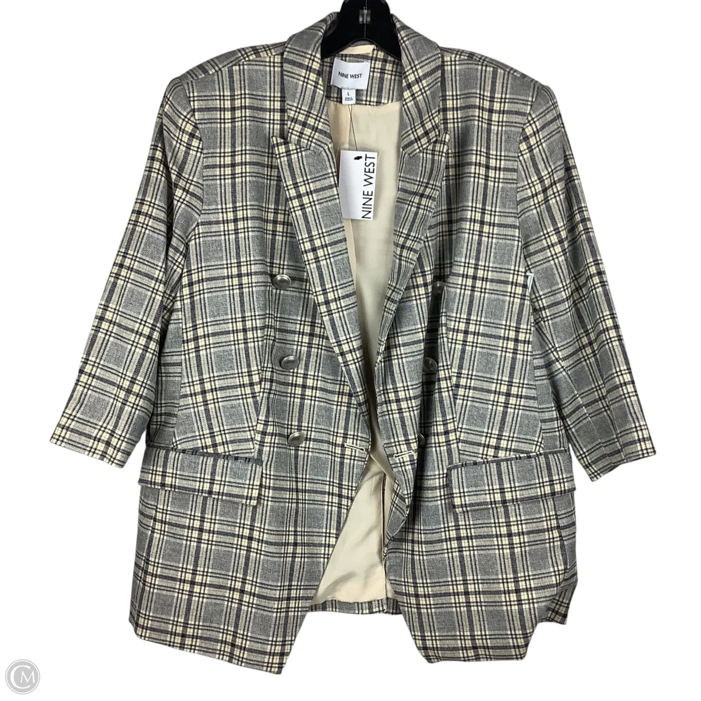 Blazer By Nine West In Plaid Pattern, Size: L