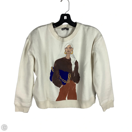 Sweatshirt Crewneck By Zara In Cream, Size: S