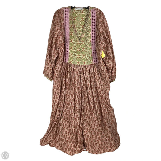 Dress Casual Maxi By Zara In Green & Purple, Size: Xl