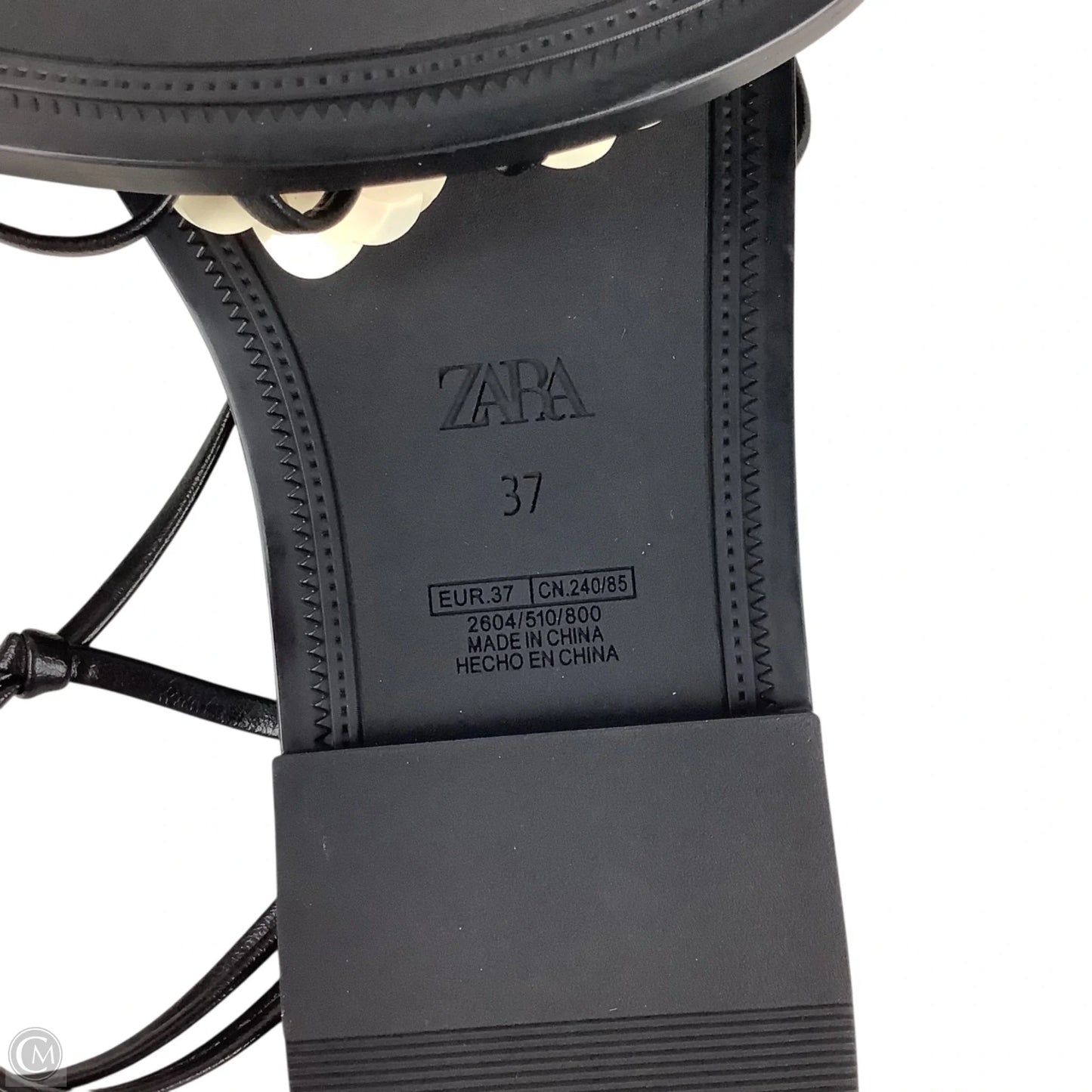 Sandals Flats By Zara In Black & Cream, Size: 7 (37)