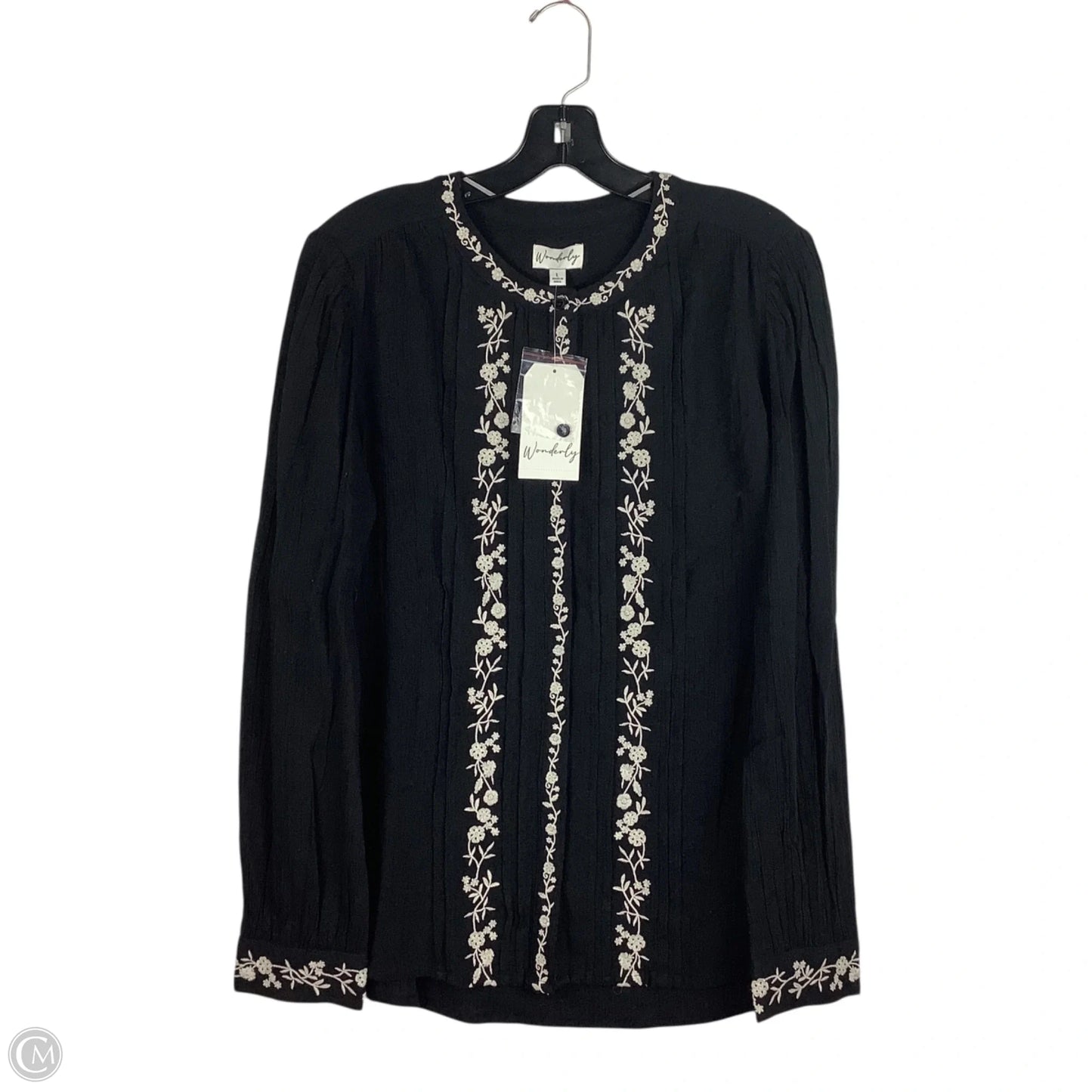 Top Long Sleeve By Wonderly In Black, Size: L