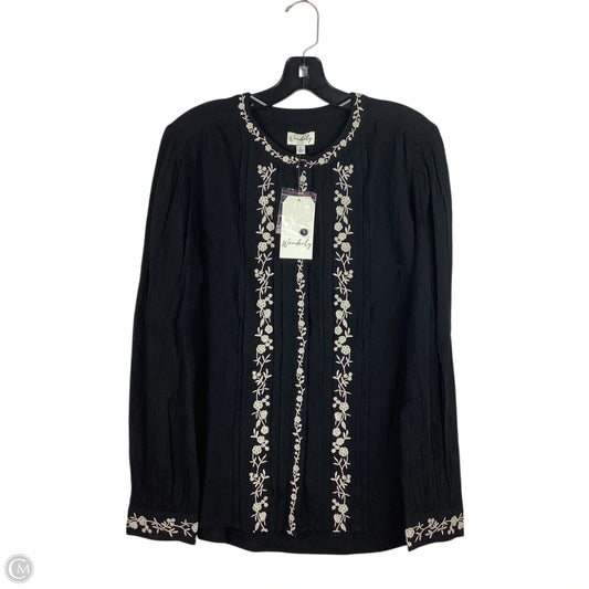 Top Long Sleeve By Wonderly In Black, Size: L