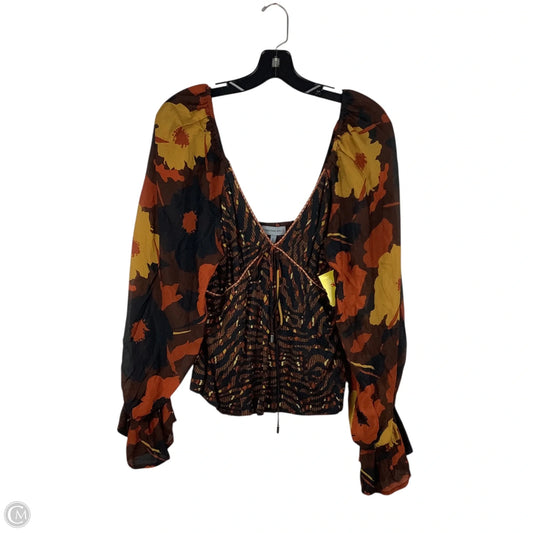 Top Long Sleeve By Conditions Apply In Floral Print, Size: L