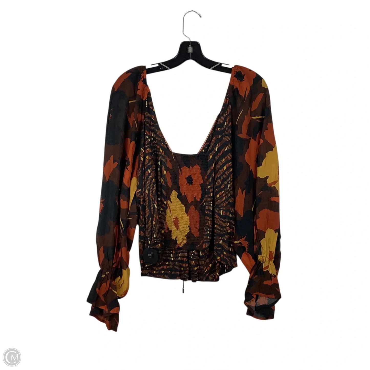 Top Long Sleeve By Conditions Apply In Floral Print, Size: L