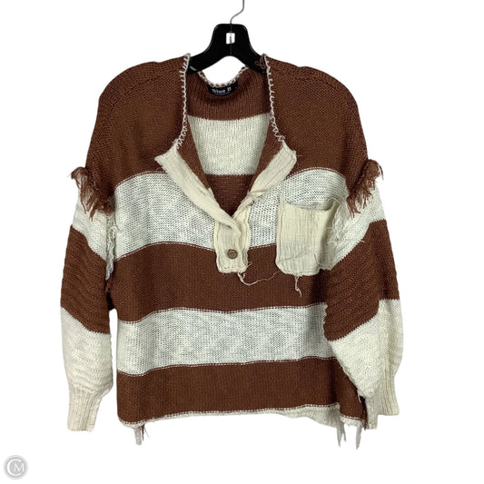 Sweater By Blue B In Brown & Cream, Size: S