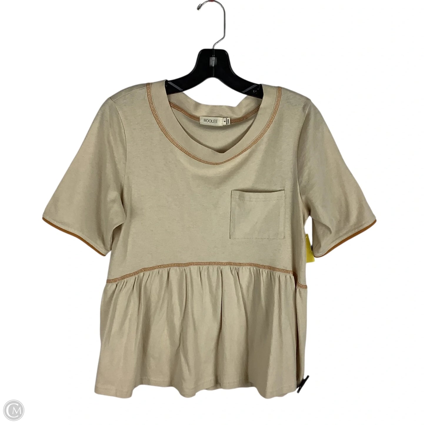 Top Short Sleeve By Roolee In Tan, Size: S