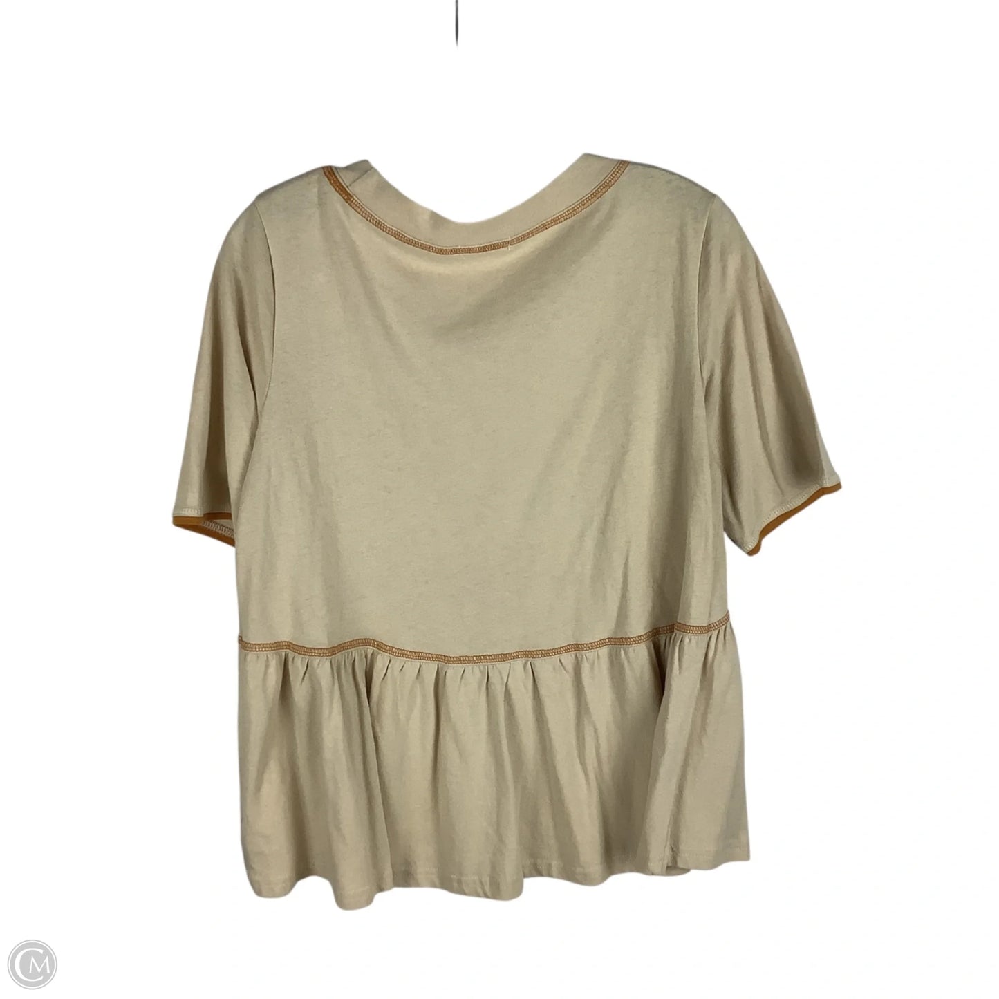 Top Short Sleeve By Roolee In Tan, Size: S