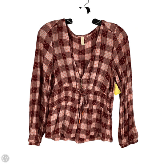 Top Long Sleeve By Pilcro In Plaid Pattern, Size: L