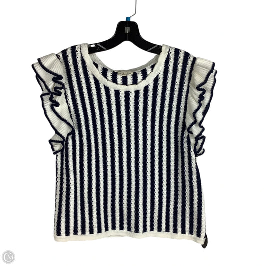 Sweater Short Sleeve By Entro In Striped Pattern, Size: L