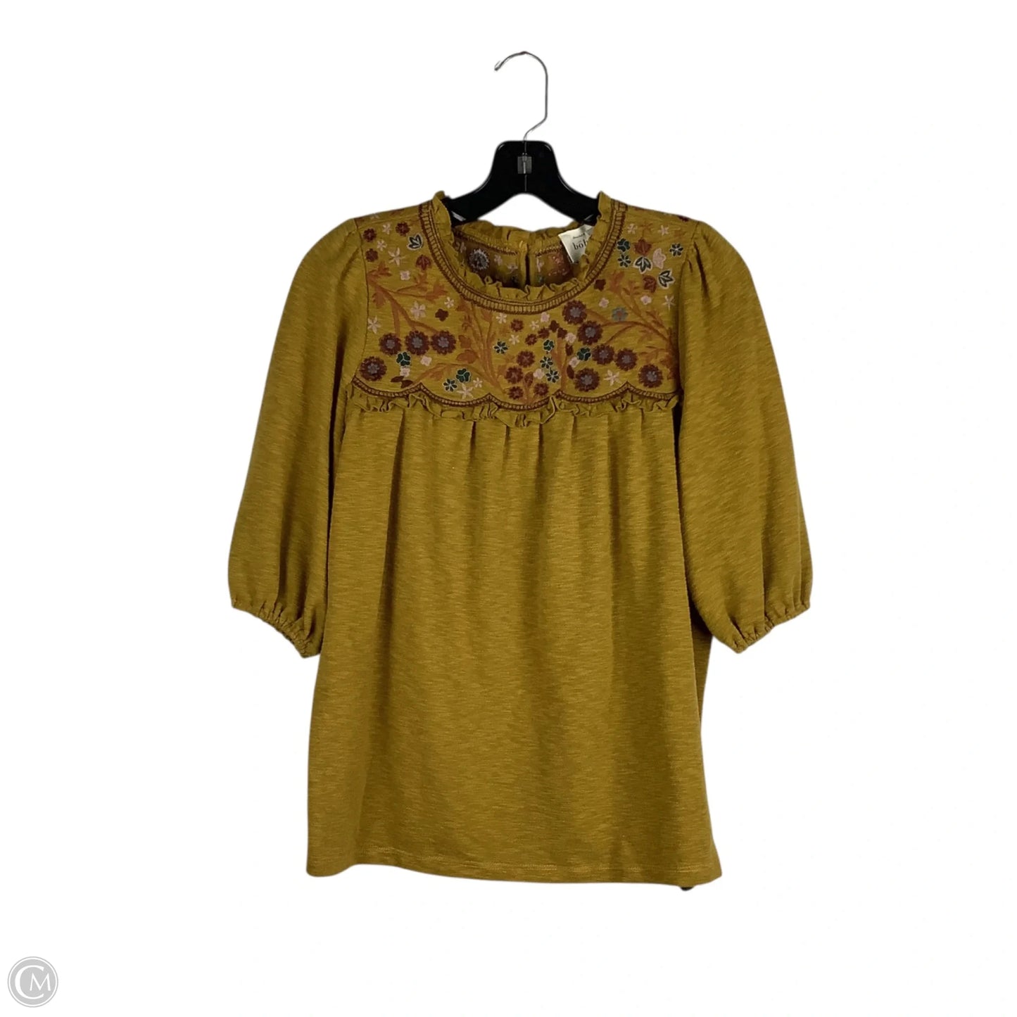 Top Short Sleeve By Bohme In Yellow, Size: S