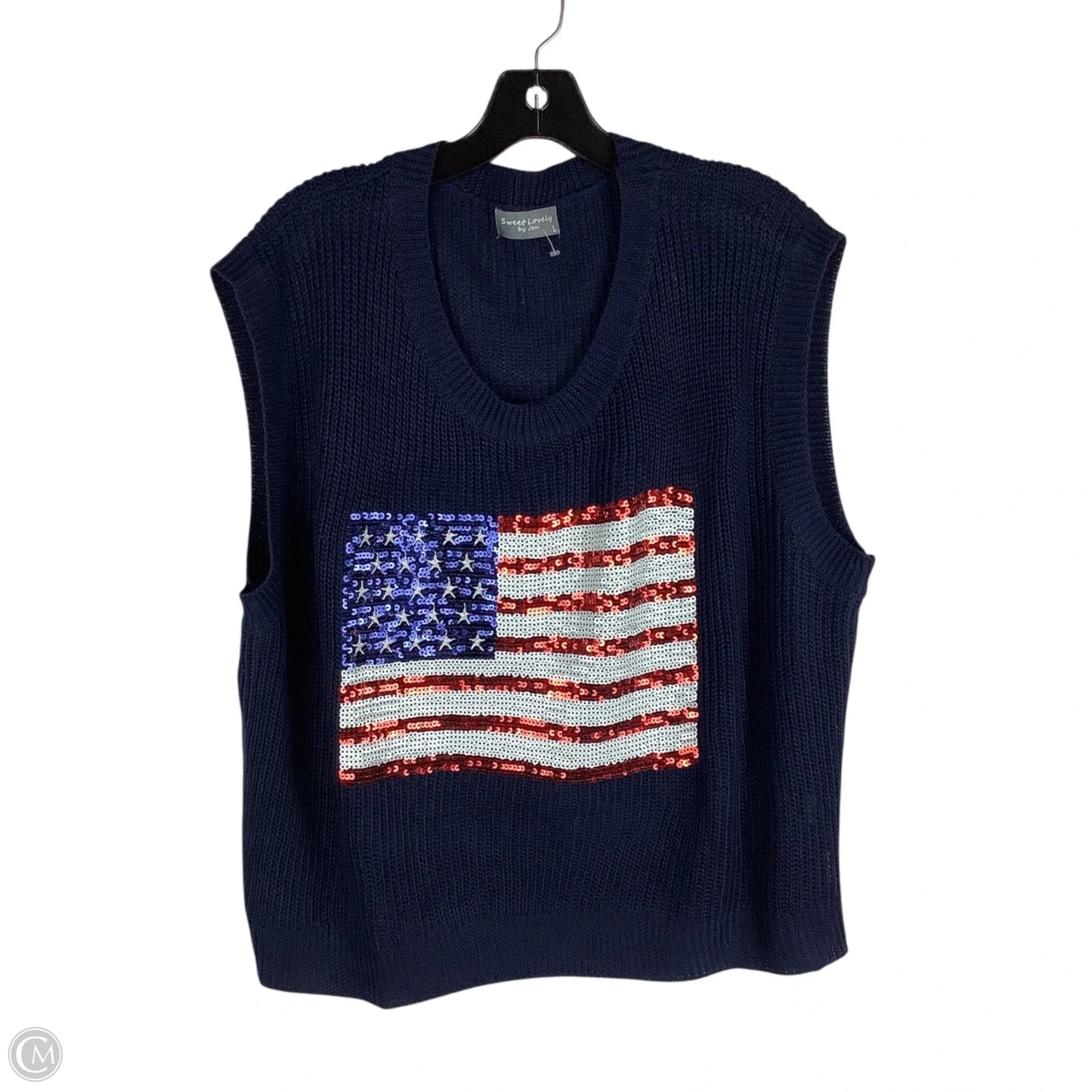 Sweater Short Sleeve By Sweet Lovely In Navy, Size: L