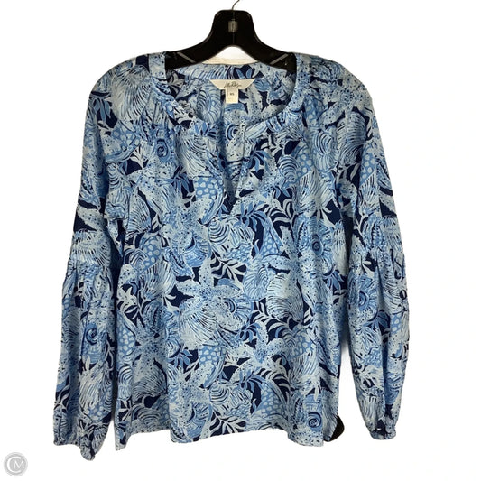 Top Long Sleeve Designer By Lilly Pulitzer In Blue & White, Size: Xs
