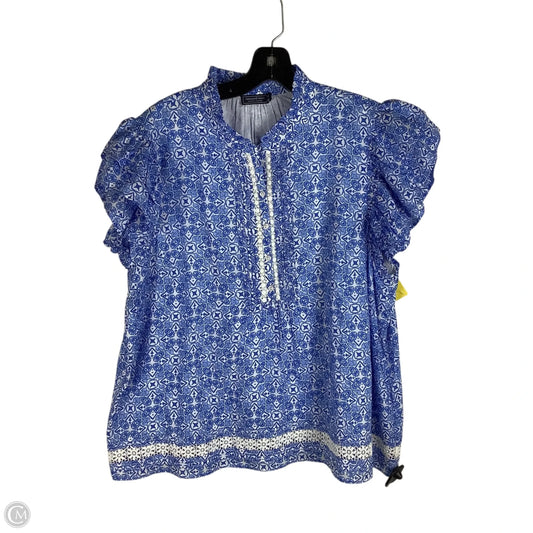 Top Short Sleeve By Vineyard Vines In Blue & White, Size: Xl