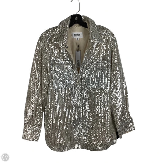 Jacket Shirt By Bb Dakota In Silver, Size: M