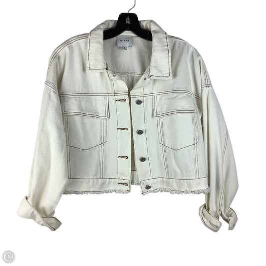 Jacket Denim By Gilli In Cream Denim, Size: M
