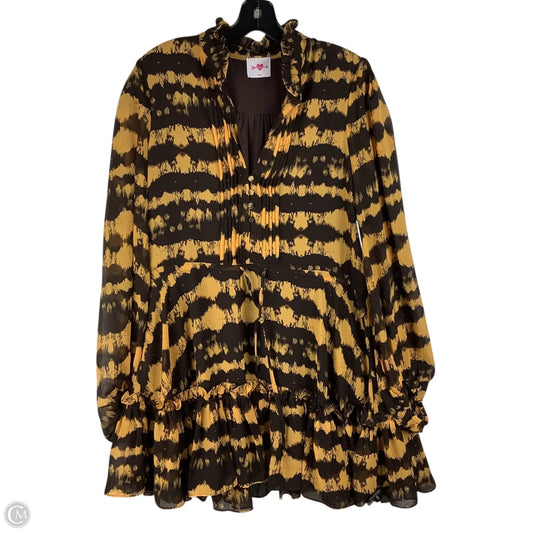 Dress Casual Short By Buddy Love In Brown & Yellow, Size: L
