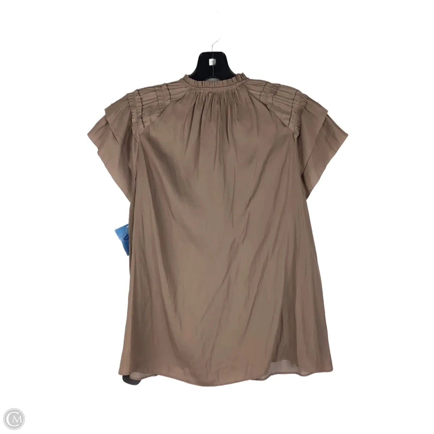 Top Short Sleeve By Grade & Gather In Brown, Size: S
