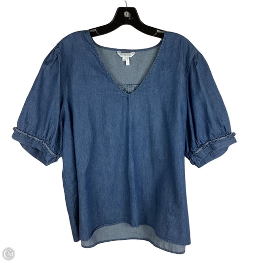 Top Short Sleeve By Draper James In Blue Denim, Size: Xxl