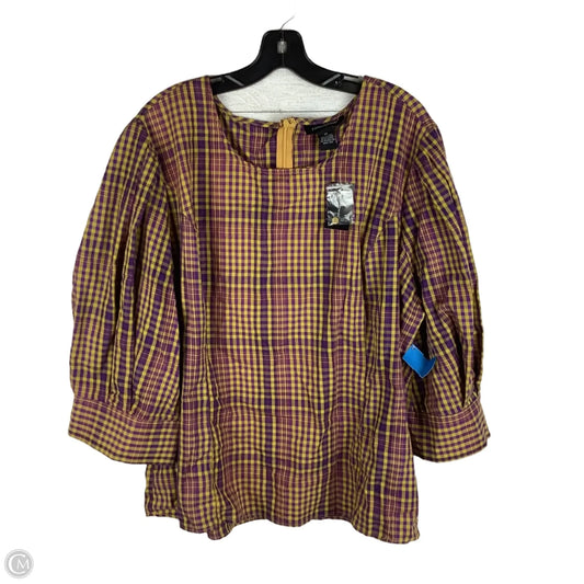 Top Long Sleeve By Ashley Stewart In Plaid Pattern, Size: 2x (22)