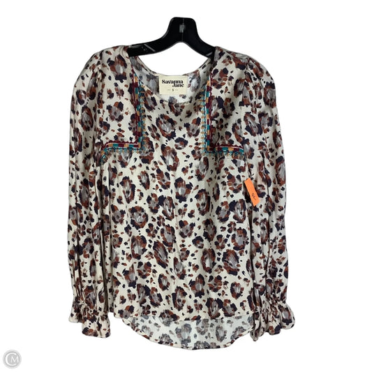 Top Long Sleeve By Savanna Jane In Animal Print, Size: S
