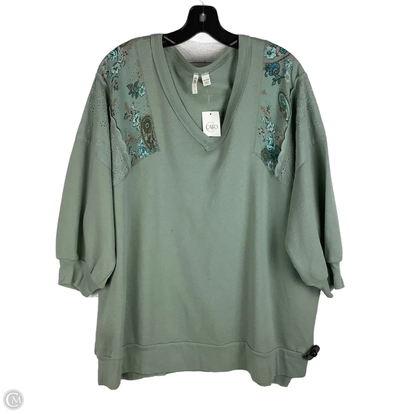 Top Long Sleeve By Cato In Green, Size: 1x (18/20)