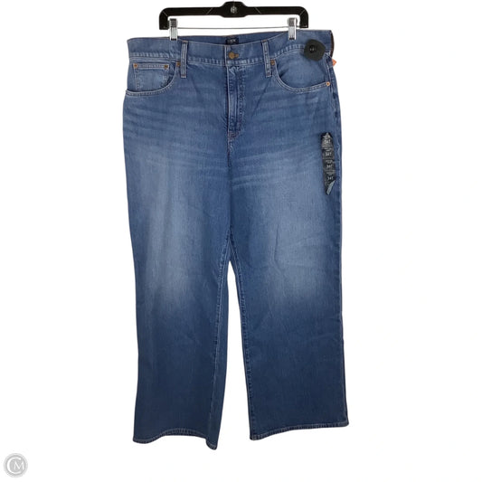 Jeans Wide Leg By J. Crew In Blue Denim, Size: 14 (34 TALL)