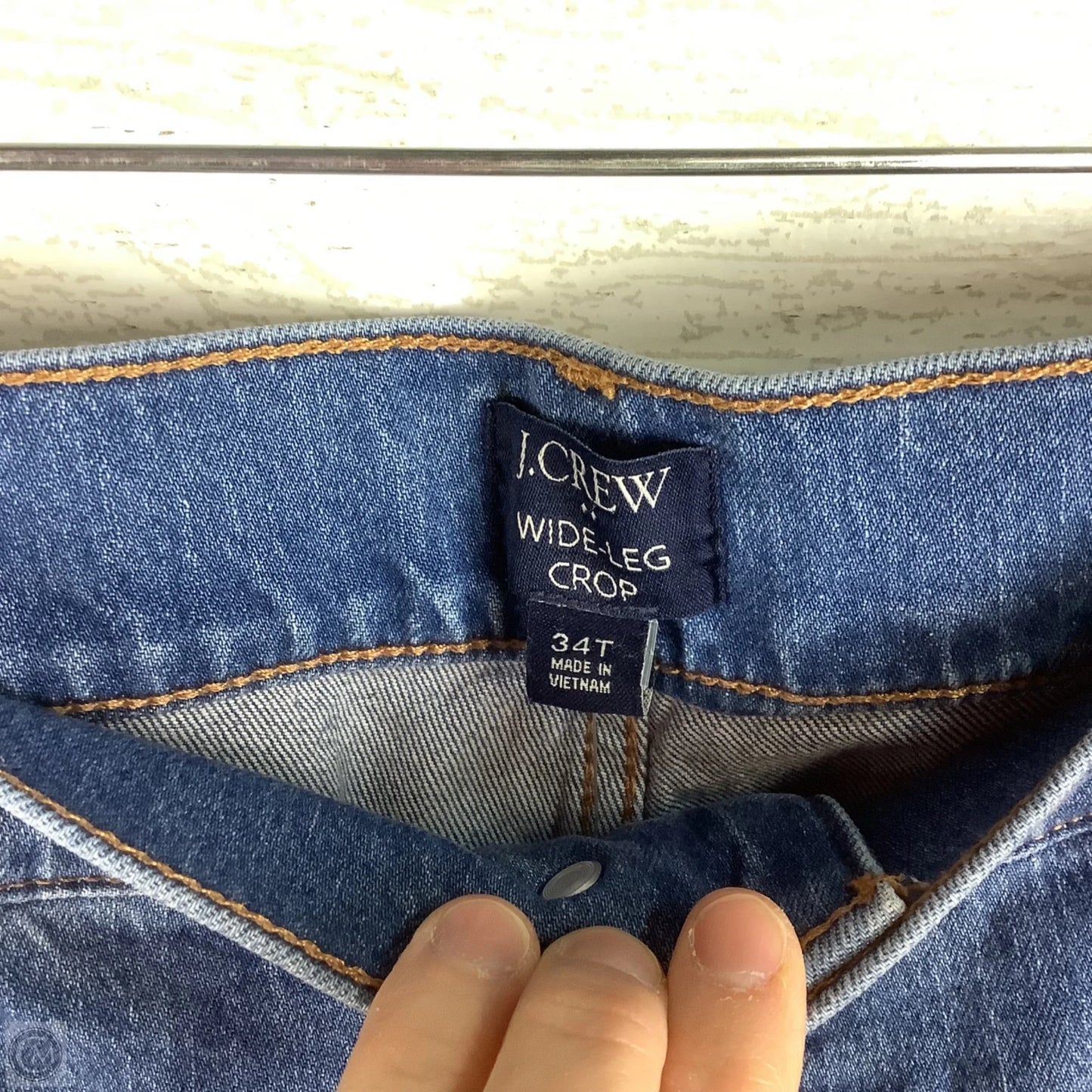 Jeans Wide Leg By J. Crew In Blue Denim, Size: 14 (34 TALL)