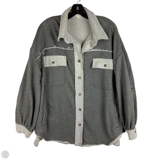 Jacket Shirt By Pol In Grey, Size: S (oversized)