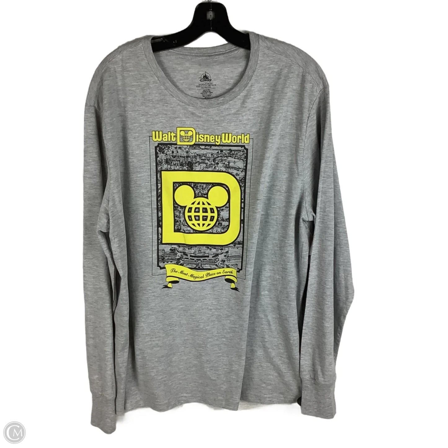 Top Long Sleeve Basic By Disney In Grey, Size: L