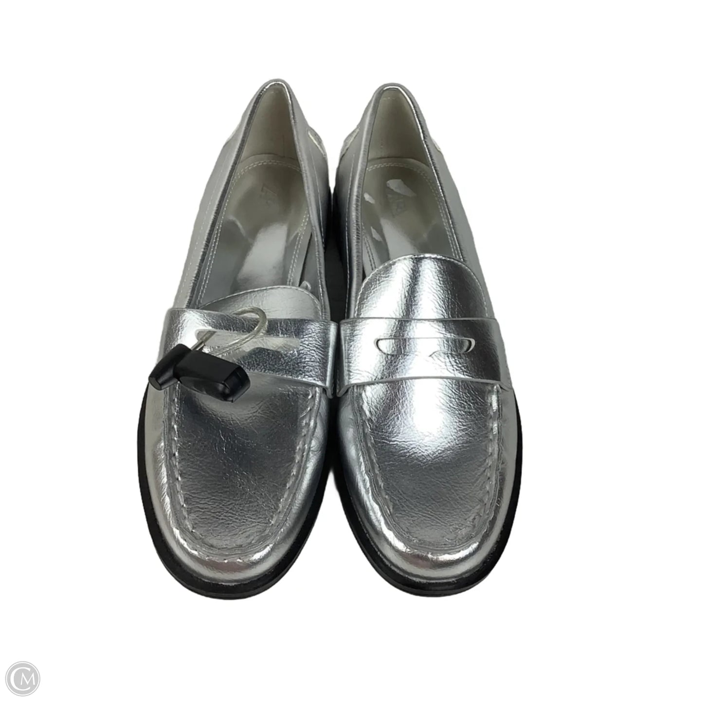 Shoes Flats By Zara In Silver, Size: 37