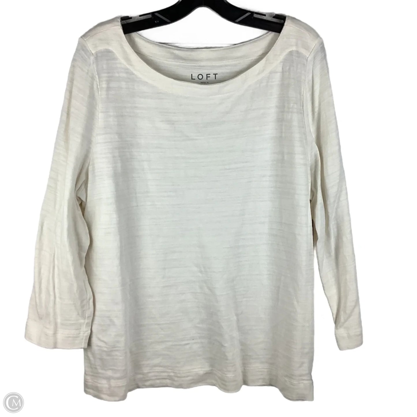 Top Long Sleeve Basic By Loft In Cream, Size: Xxl