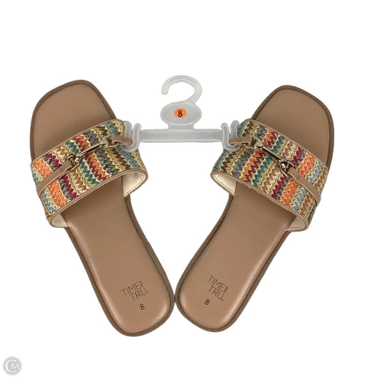 Sandals Flats By Time And Tru In Multi-colored, Size: 8