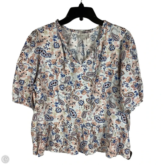 Top Short Sleeve By Loft In Multi-colored, Size: Xl