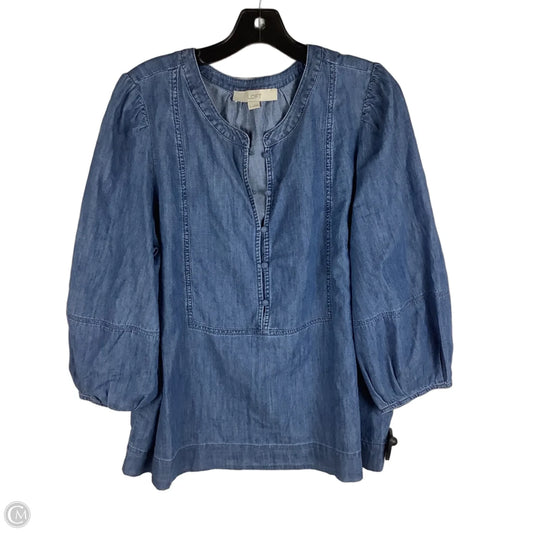 Top Short Sleeve By Loft In Blue Denim, Size: Xl