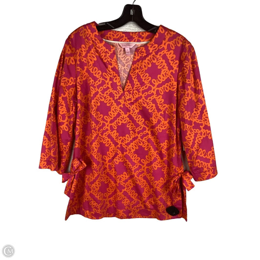 Top Long Sleeve Designer By Lilly Pulitzer In Orange & Pink, Size: M
