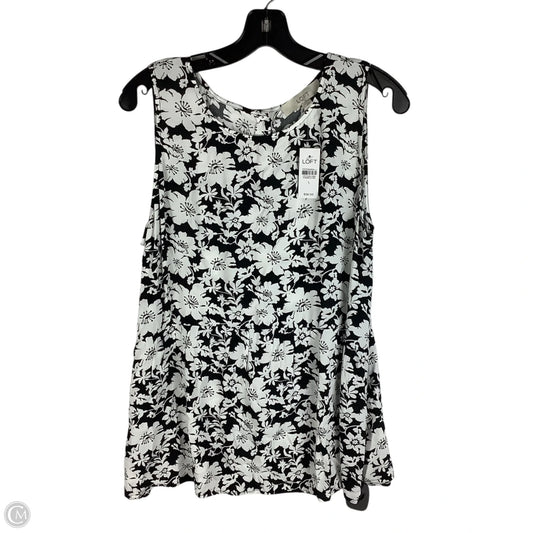 Top Sleeveless By Loft In Black & White, Size: L