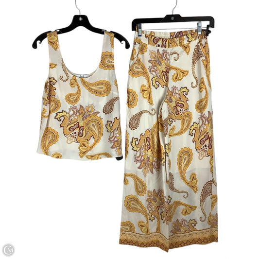 Pants Set 2pc By Magaschoni In Cream & Yellow, Size: Xs