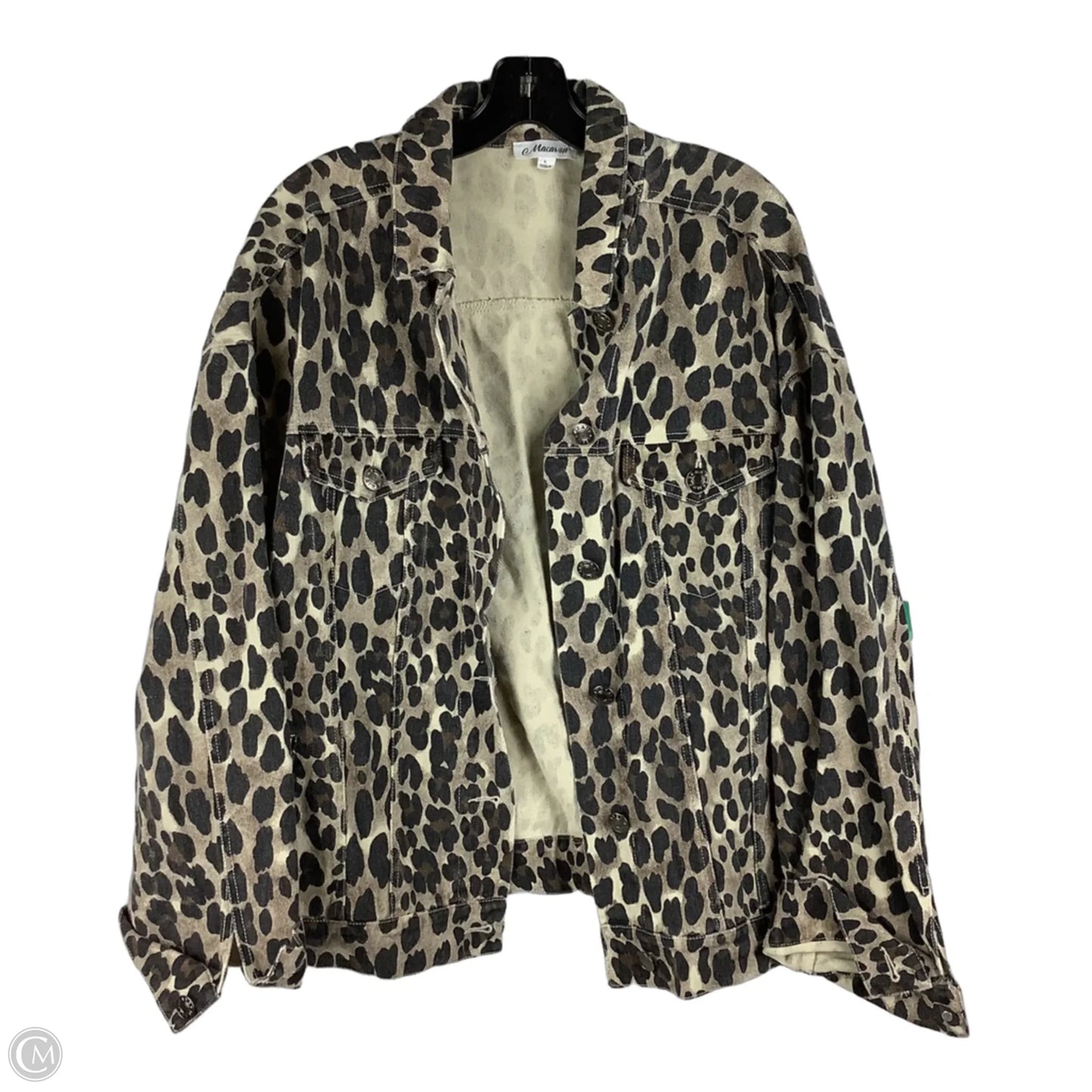 Jacket Denim By Clothes Mentor In Animal Print, Size: L