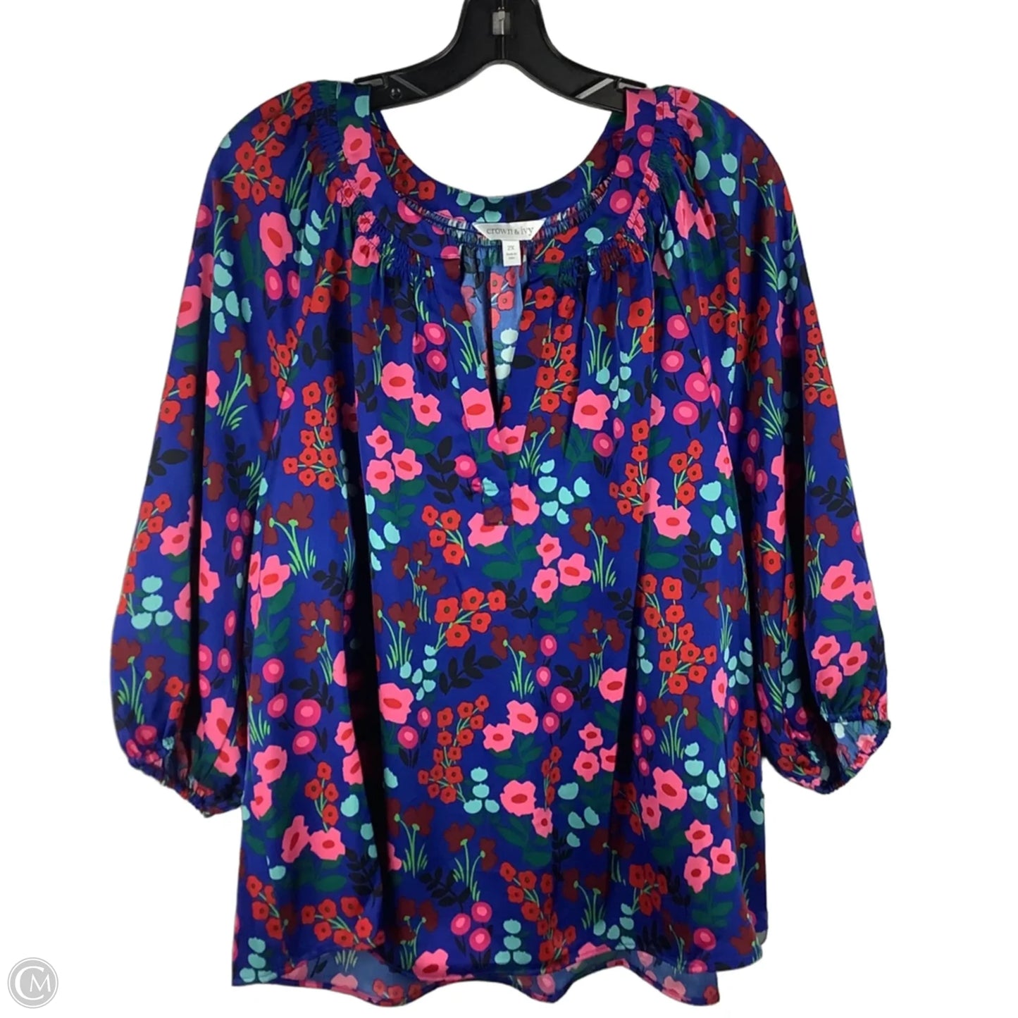 Top Short Sleeve By Crown And Ivy In Blue, Size: 2x